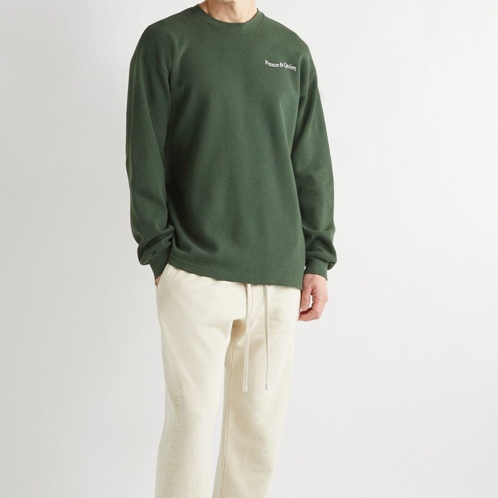 MoPQ Woodmark Logo-Embroidered Waffle-Knit Cotton T-Shirt